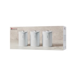 Банка для сыпучих продуктов, 3 шт, 1,35 л, сталь, белая, Astor, 62589