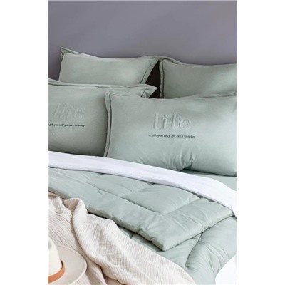 Bobigny Çift Kişilik Pamuklu SuperSoft Comforter Set - Mint Yeşili