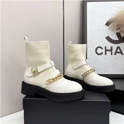 Женские ботинки с тканевым голенищем   Chane*l 🤍