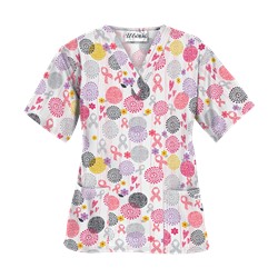 UA Support Blooms White Scrub Top