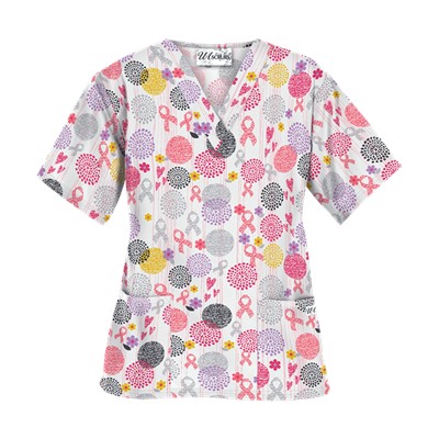 UA Support Blooms White Scrub Top