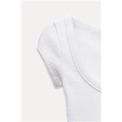 RIBBED ROUND NECK T-SHIRT
