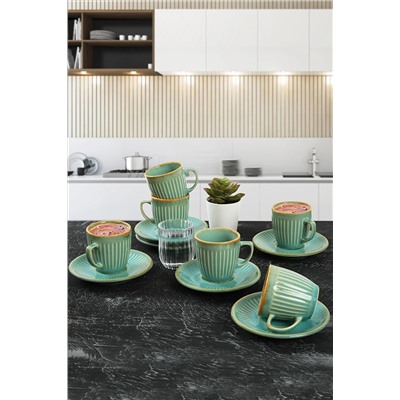 Keramika Teal Line Kahve Fincan Takımı 12 Parça 6 Kişilik TK125012FQ06A839700MACD100