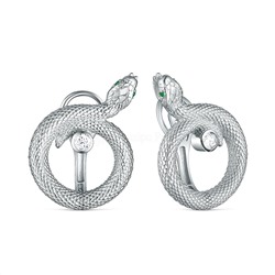 Серьги из серебра с фианитами родированные - Змеи 925 пробы 421-10-738р