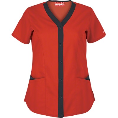 Butter-Soft Scrubs by UA™ Snap Front Y-Neck Top