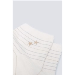 Calcetín corto rayas estrellas lurex