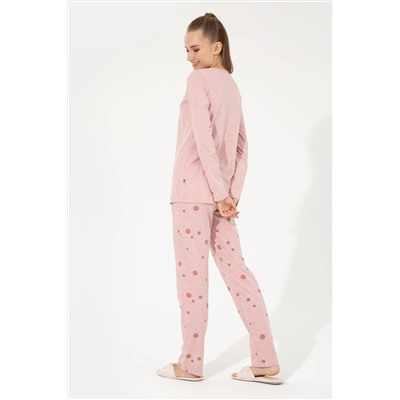 Kadın Pembe Melanj Pijama Takımı