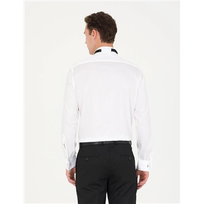 Beyaz Slim Fit Smokin Gömlek