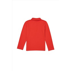 Çocuk Kırmızı Polo Yaka Basic Sweatshirt
