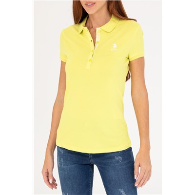 Kadın Neon Sarı Basic Polo Yaka Tişört
