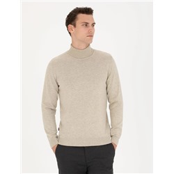 Kum Melanj Slim Fit Balıkçı Yaka Basic Triko Kazak