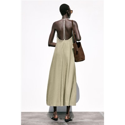 VOLUMINOUS LINEN BLEND MIDI DRESS
