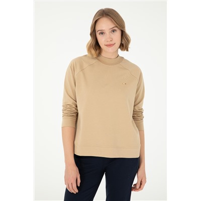 Kadın Kum Bisiklet Yaka Sweatshirt