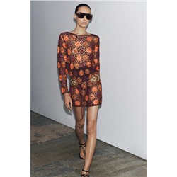 CROCHET KNIT MINI DRESS