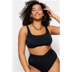 Siyah Kare Yaka Bralette Büyük Beden Bikini Üstü TBBSS23CT00005