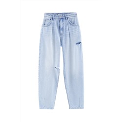 Vaquero mom fit de tiro alto Celeste