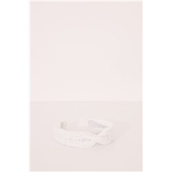 Diadema pelo bordado suizo blanco