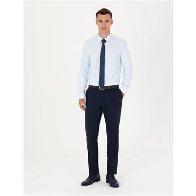 Açık Mavi Slim Fit Uzun Kollu Basic Gömlek