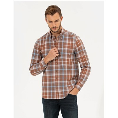 Bordo Regular Fit Uzun Kollu Gömlek