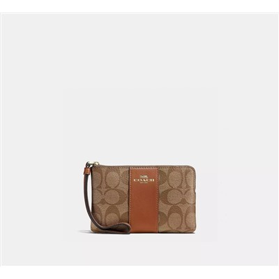 Corner Zip Wristlet In Signature Canvas