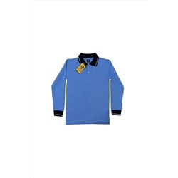 salarticaret Polo Yaka Tişört Çocuk Uzun Kol Siyah Çizgi Yaka Mavi Okul Tişört/t-shirt gvj65ttymn
