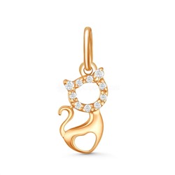 Подвеска из золочёного серебра с фианитами - Кошка 925 пробы п-3294з200