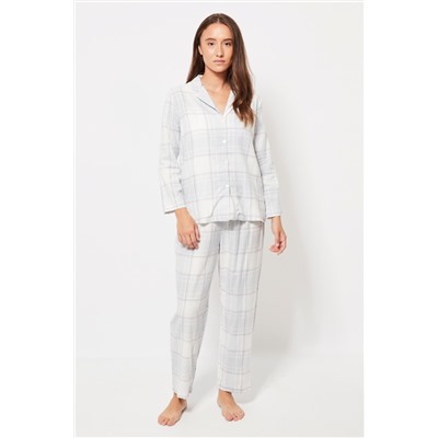 Camisa Gris claro y azul