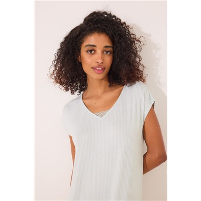 Camisón midi viscosa verde rayas