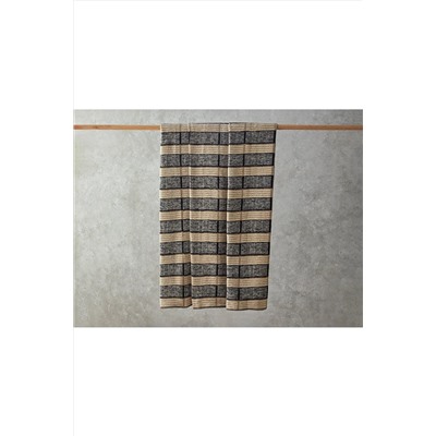 English Home Menor Raya Pamuklu Tek Kişilik Battaniye 150x200 Cm Bej - Siyah 10040165