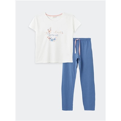LC Waikiki Bisiklet Yaka Baskılı Kısa Kollu Kadın Pijama Takımı, LCW DREAM                                            
                                            Bisiklet Yaka Baskılı Kısa Kollu Kadın Pijama Takımı