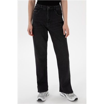 Kadın Siyah Straight Fit Jean Pantolon