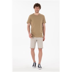 Erkek Regular Fit Bisiklet Yaka Gri Basic Tişört