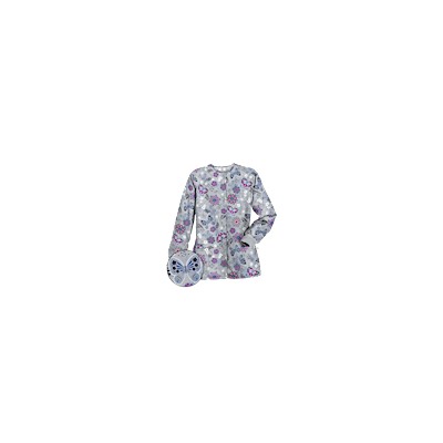 Happy Scrubs® Butterfly Breeze Silver Print Scrub Jacket