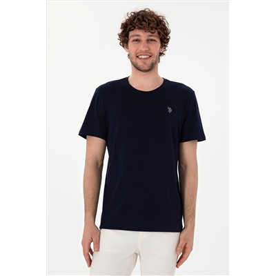 Erkek Regular Fit Bisiklet Yaka Lacivert Basic Tişört
