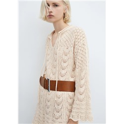 Vestido crochet manga acampanada