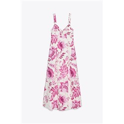 PRINTED DRESS WITH CUTWORK EMBROIDERY