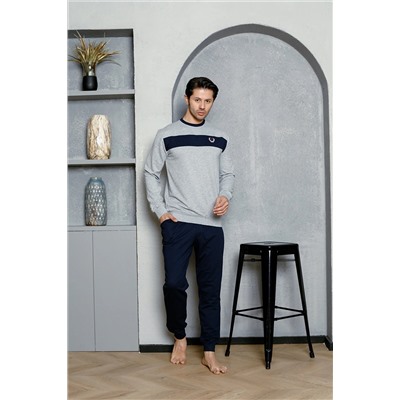 AHENGİM Erkek Pijama Takımı Iki Iplik Kol Paça Manşetli Pamuklu Mevsimlik M70142276 1-2-10001219