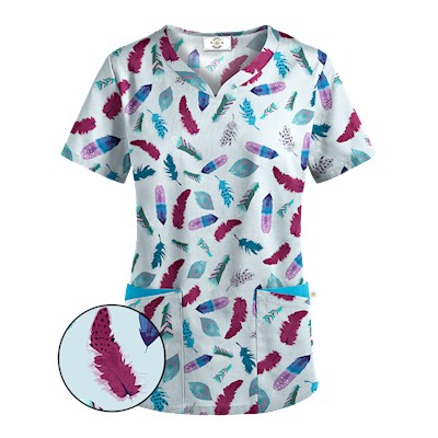 Happy Scrubs® Birds Of A Feather Jazzberry Print Scrub Top