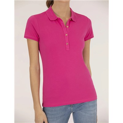 Fuşya Slim Fit Polo Yaka Basic Tişört