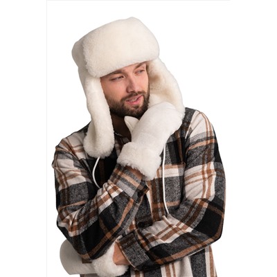 Шапка ушанка РОДИНА цвет белый