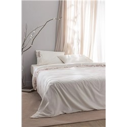 Relief King Size %100 Pamuk Bağlamalı Nevresim Takımı - Ekru/Kırmızı