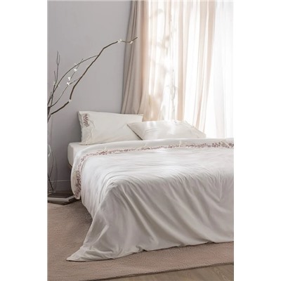 Relief King Size %100 Pamuk Bağlamalı Nevresim Takımı - Ekru/Kırmızı