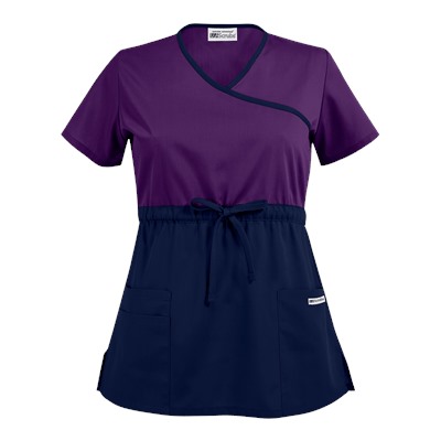 UA Best Buy Scrubs Color Block Empire Waist Mock Wrap Scrub Top