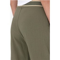 Kadın Koyu Haki Loose Fit Kanvas Pantolon