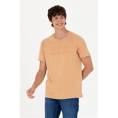 Erkek Regular Fit Bisiklet Yaka Camel Tişört