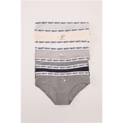 Pack 7 bragas anchas algodón multicolor Snoopy