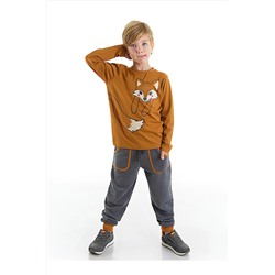DenokidsKahve Tilki Erkek Çocuk T-shirt Pantolon Takım
