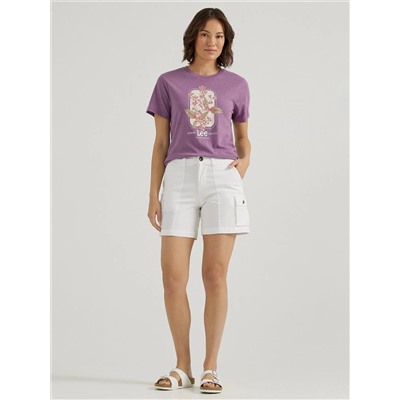 Women's Ultra Lux Comfort with Flex-to-Go Relaxed Fit Cargo Short in Bright White