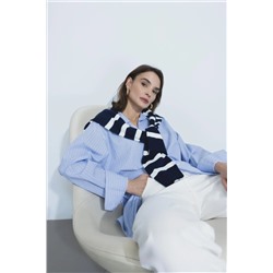 Defacto Oversize Fit Çizgili Uzun Kollu Poplin Gömlek W7702AZ23SP