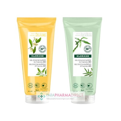 Klorane Cupuaçu Gel Douche Nutritif Fleur d'Oranger + Gel Douche Nutritif Sève de Bambou 2x200mlLot  × 2